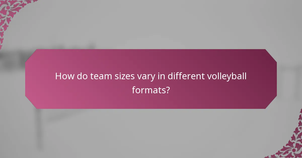 How do team sizes vary in different volleyball formats?